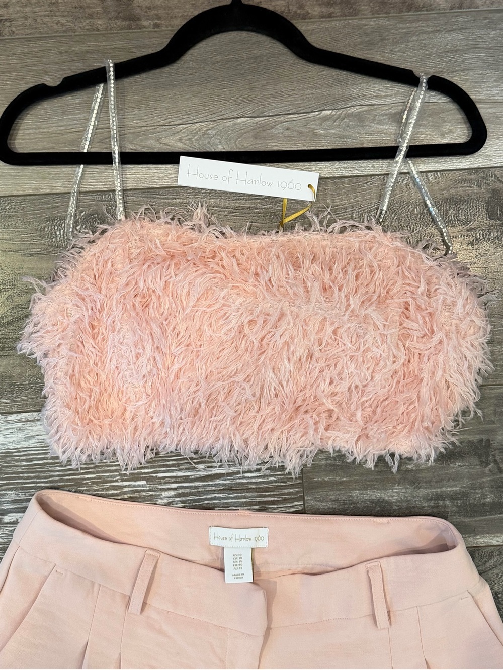 House of Harlow 1960 Blush Wide-Leg Pleated Trousers 2 piece set - Picture 3 of 9